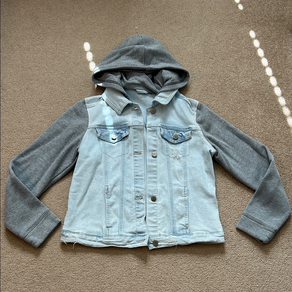 Kids Denim and Gray Hooded Jacket